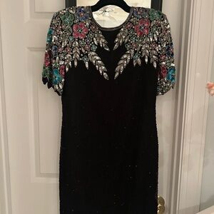 Stenay Black Embellished Sheath Cocktail Dress
